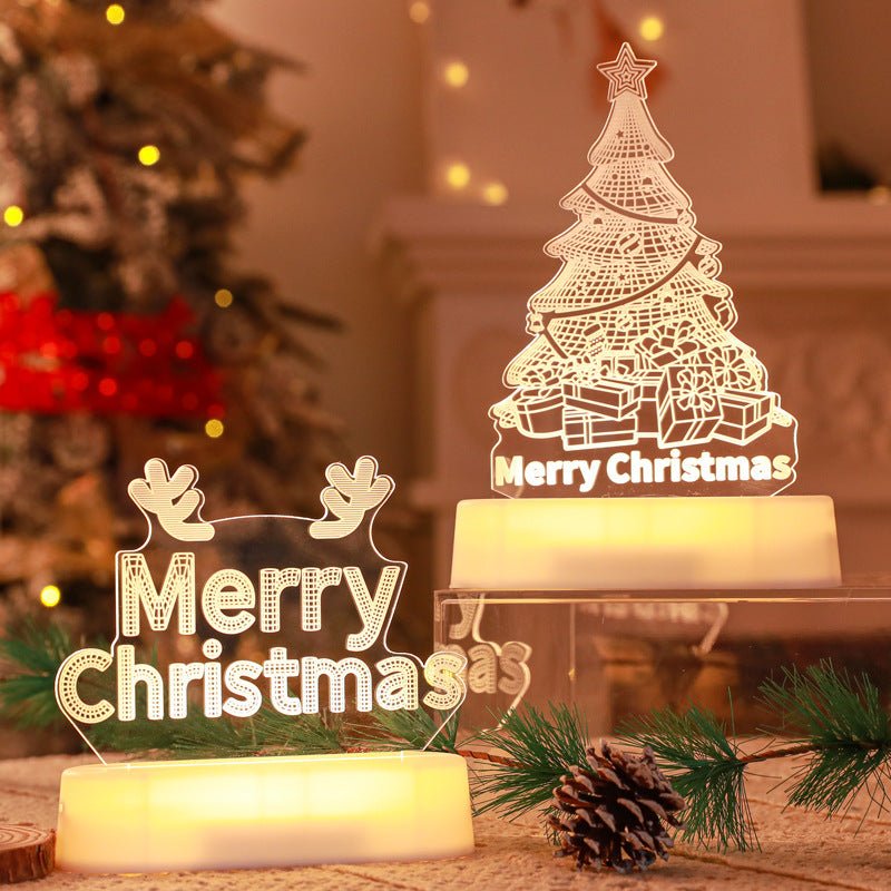 Christmas Decoration 3D Lamp Acrylic LED Night Lights New Year Valentines Day Christmas Kids Gift Christmas Ornaments - Whimsy Print