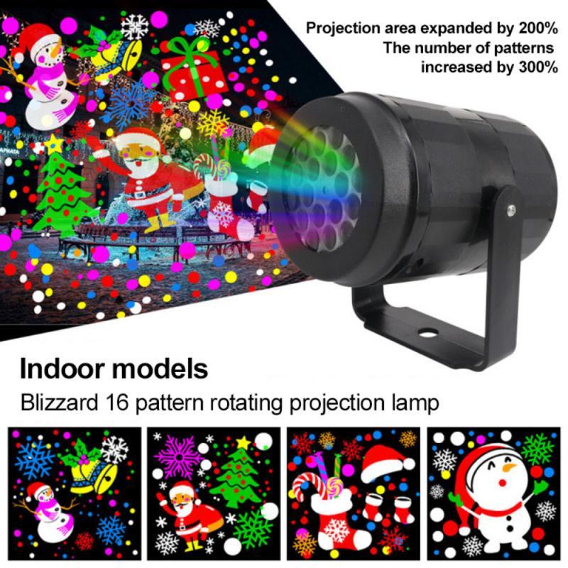 Christmas Party Lights Snowflake Projector Light Led Stage Light Rotating Xmas Pattern Outdoor Holiday Lighting Garden Christmas Decor - Whimsy Print
