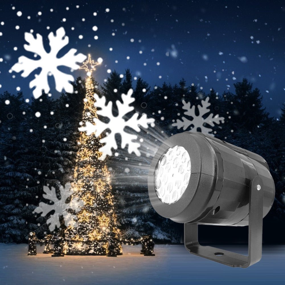 Christmas Party Lights Snowflake Projector Light Led Stage Light Rotating Xmas Pattern Outdoor Holiday Lighting Garden Christmas Decor - Whimsy Print